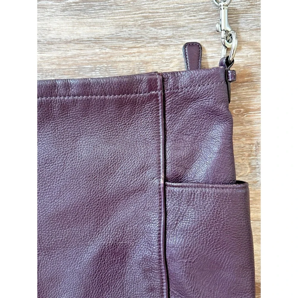 Coach Purse Purple Plum Pebbled Leather Crossbody Hobo Large F31323